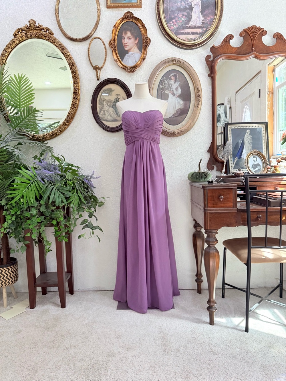 Strapless Lavender Evening Gown